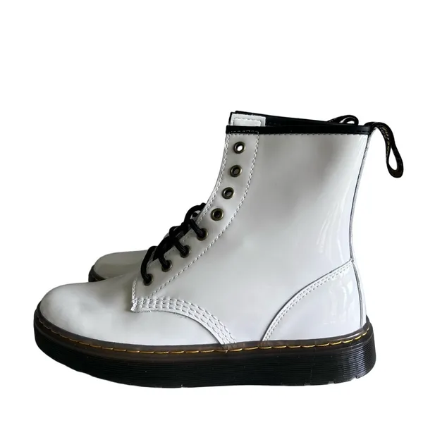 NEW Dr. Martens Unisex White Patent Leather Zavala Boot Size 9 or 8 #249 - Image 3