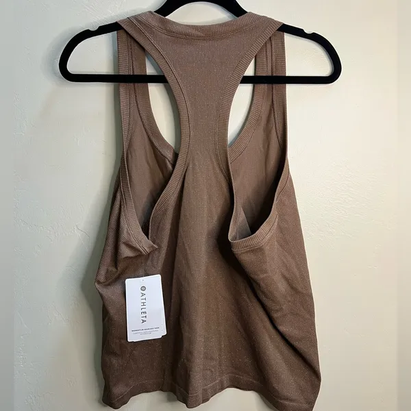 Athleta Momentum Seamless Tank Brown Metallic‎ Shimmer Racerback 466455 XL NEW - Image 5