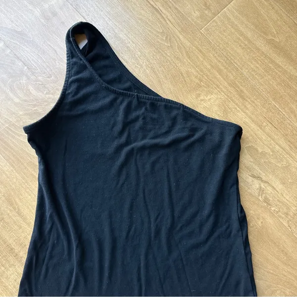 Mangopop One Shoulder Black Stretch Bodysuit, Size Medium - Image 4