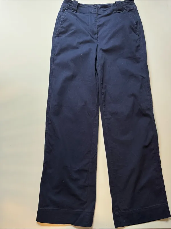 Jcrew Classic Wide-Leg Navy Cotton Pants Sz 2 - Image 2