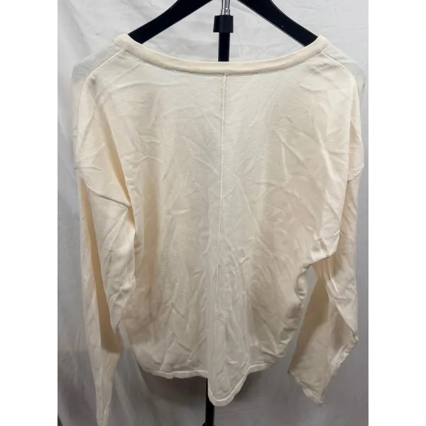 PACT $98 NWOT Women's Organic Cotton Classic Fine Knit Relaxed Cream Sweater L - Image 5