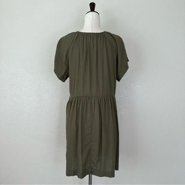 Universal Threads Linen Blend Olive Green Short Sleeves Shift Dress, Sz Large - Image 8