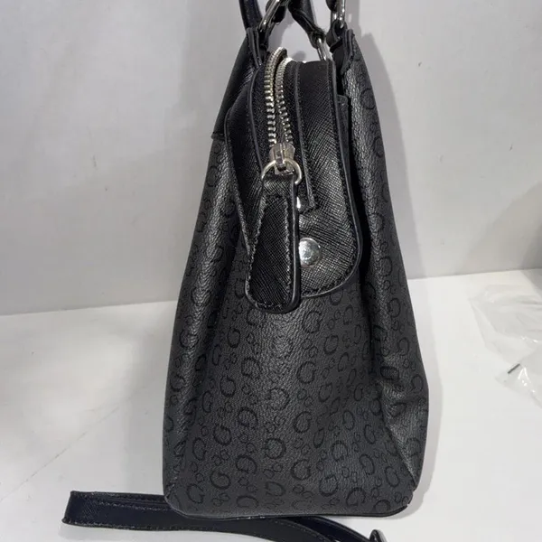 Y2K GUESS Black Monogram‎ Old Money Classic Designer Chic Satchel Purse Bag - Image 15