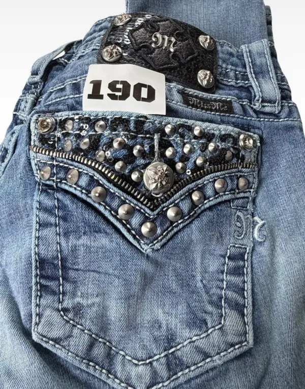 Y2K vintage miss me jeans 28×28 cyber grunge bling low rise skinny - Image 4