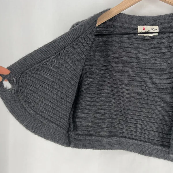 Anthropologie Laurete Lane Womens Size M Alpaca Blend Gray 3/4 Sleeve Crop Cardigan‎ Sweater - Image 6