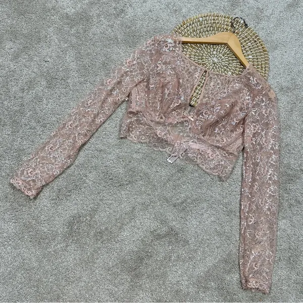 NWT Victoria’s Secret Dream Angels Allure Shimmer Long Sleeve Bra Top Lace XL - Image 5