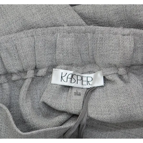 Kasper Straight Leg Pocketed Pull On Elastic Back Trouser Pants Pebble Gray L - Image 5