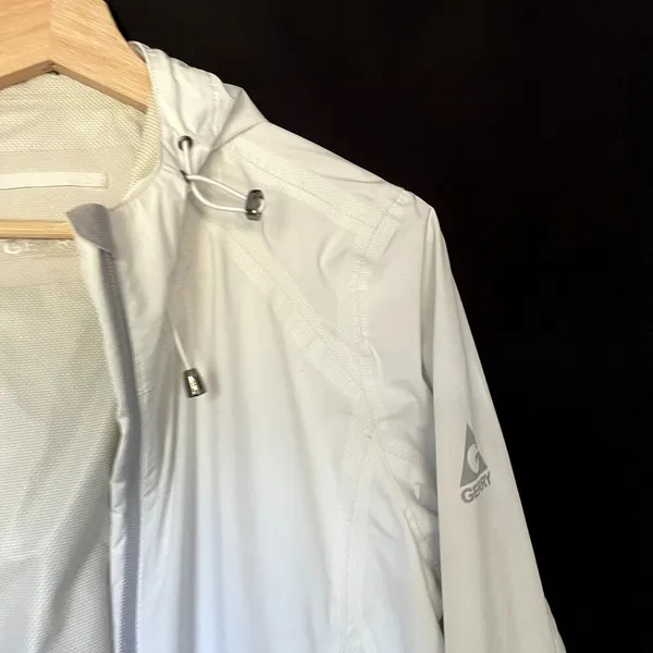 Gerry women's size medium‎ silver gray rain jacket hooded top full zip pockets - Image 2