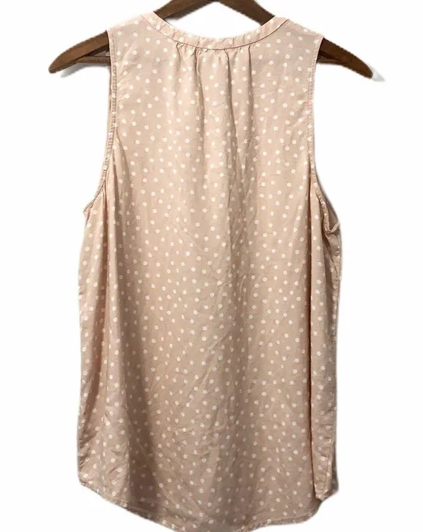 Peachy & White Polka Dot Sleeveless Blouse - Image 5