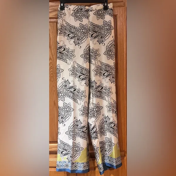 ZARA Multicolored Printed‎ High-Waisted Wide Leg Palazzo Pants Size Small NEW - Image 9