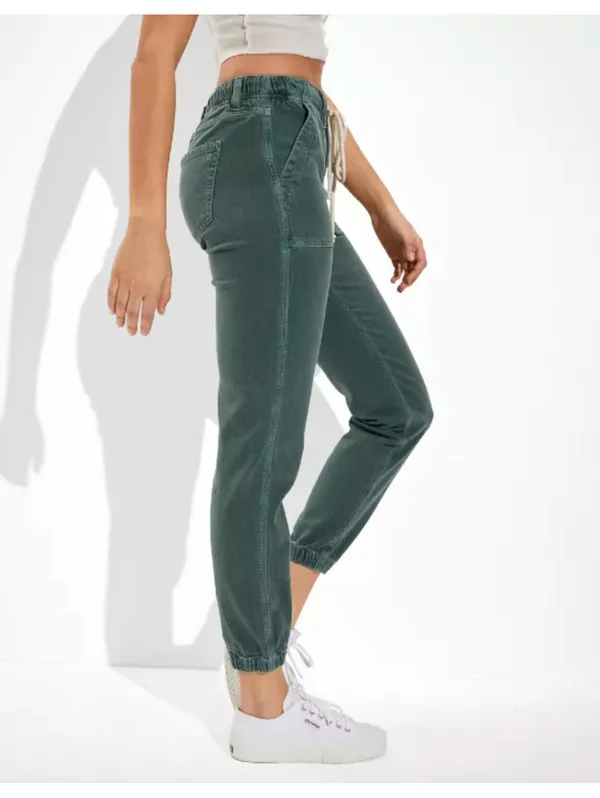 (C149) American Eagle Stretch Tomgirl Cargo Utility Jogger Pants Dark Green 00 - Image 2