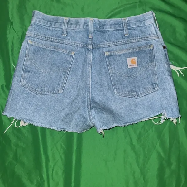 Carhartt Blue Jean Shorts Distressed size 32 x 30-run small see measurements - Image 2