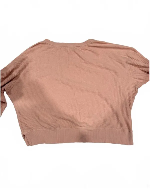 Aerie OFFLINE Pink Waffle Knit Long Sleeve Top - Image 2