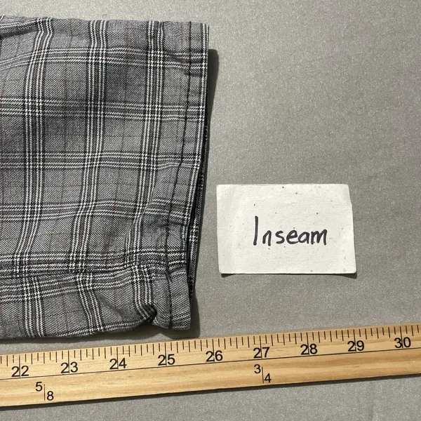 American Eagle Mom Straight Pants Size 14 Gray Plaid High Rise Preppy Trousers - Image 17