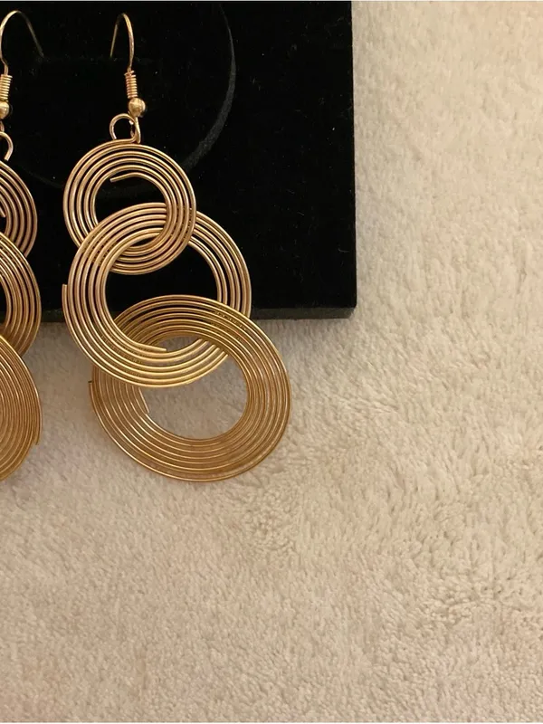 Gold Spiral Linked Drop Earrings for Women - Image 3