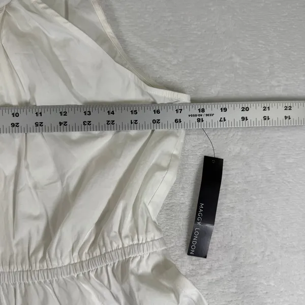 Maggy London Ivory White Cotton Halter‎ Midi Dress G5678M Size 10 NWT - Image 4