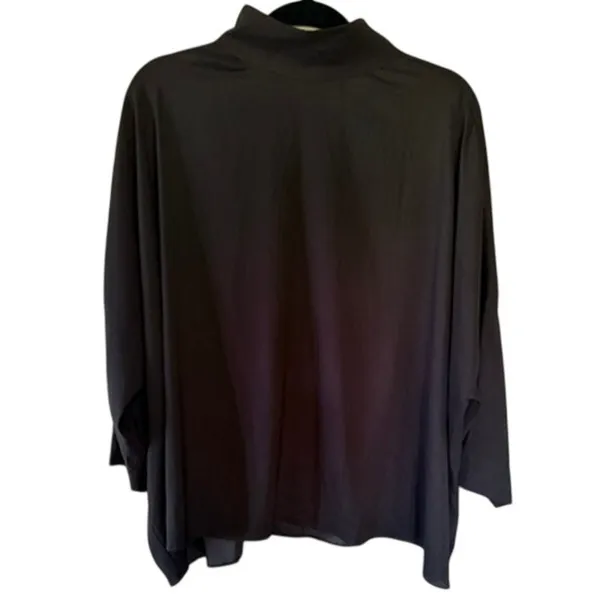 Chico's Black Label Black Satin Mock Neck Dolman Sleeve Blouse XL - Image 3