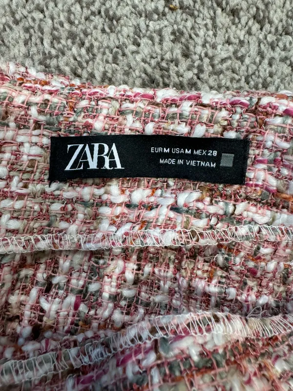 ZARA Pink Plaid Mini Skirt - Image 3
