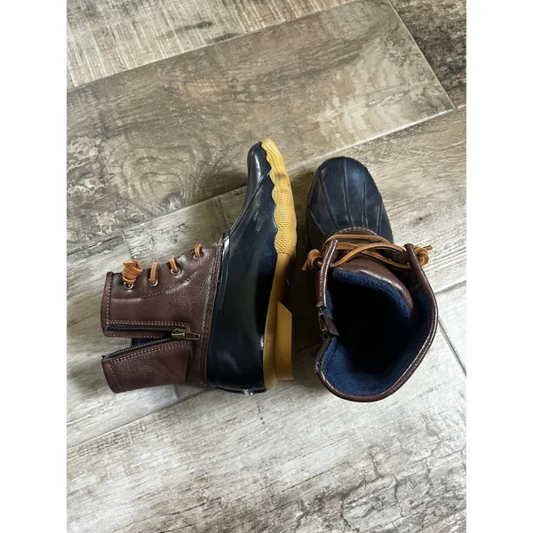 Sperry Saltwater Duck Boots Navy Brown Side Zip Womens 5 / 37 Rain Snow Gorpcore - Image 8