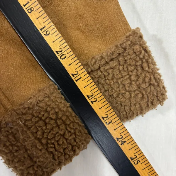 Very Veranesi Faux Suede Shearling Coat‎ Brown Sherpa Lined Hooded Vintage 90s L - Image 6