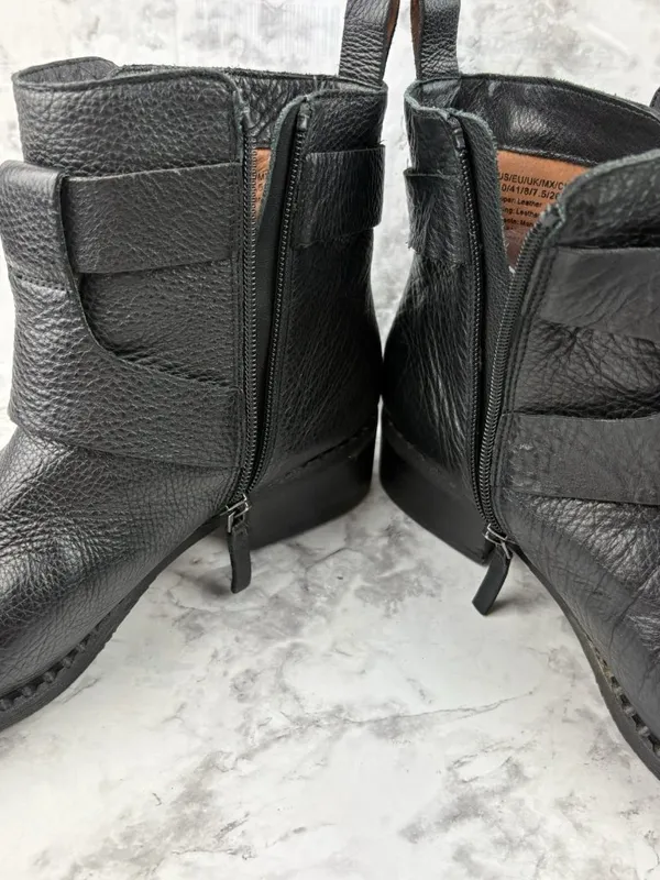 Gentle Souls Benton Moto Boots Womens Size 10 Black Pebbled Leather Combat Ankle - Image 14