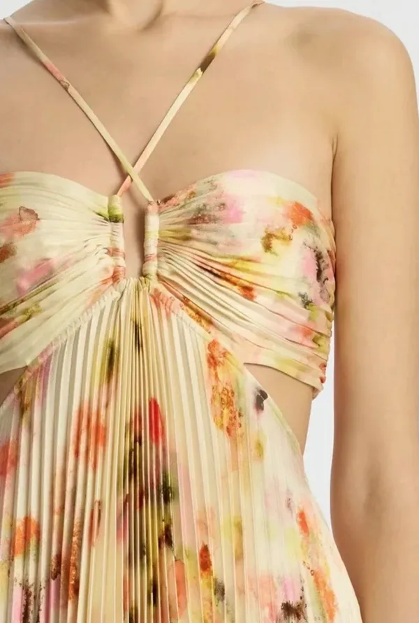 Floral Cutout Maxi Dress Yellow - Image 2