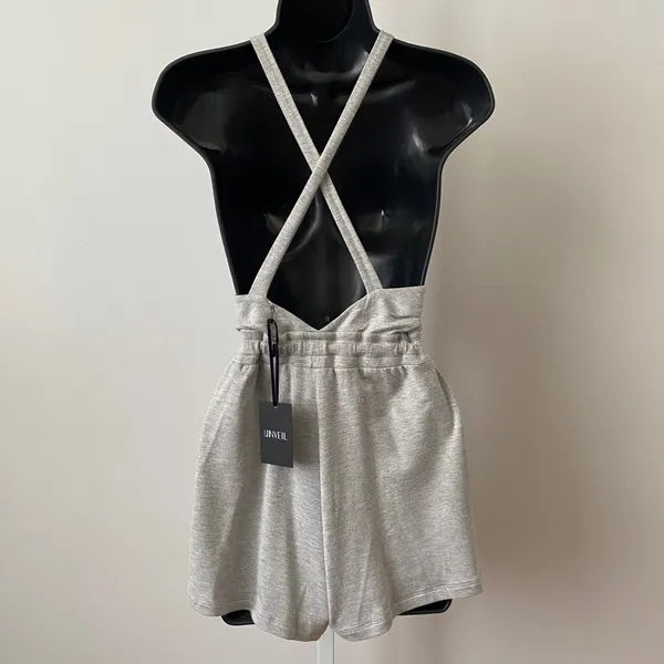 Unveil Bamboo Relaxed Beachy Sporty Chic Loungewear Romper XS-L Heather Grey - Image 6