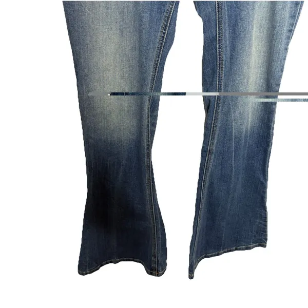 Free People Blue Flare Mid Rise Stretch Denim Jeans Boho Size 30 Womens - Image 3