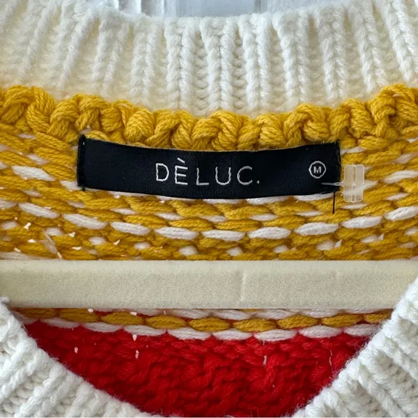 Boutique Deluc Multicolor Striped Knit Top Tank Sweater‎ White Red Medium - Image 7