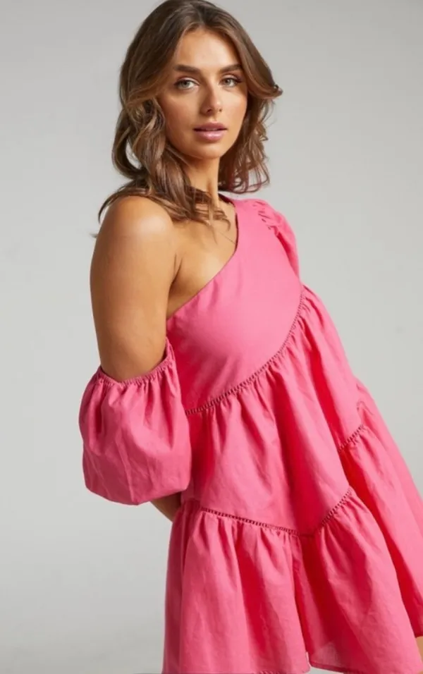 Showpo Linen Mini Dress Pink - Image 2