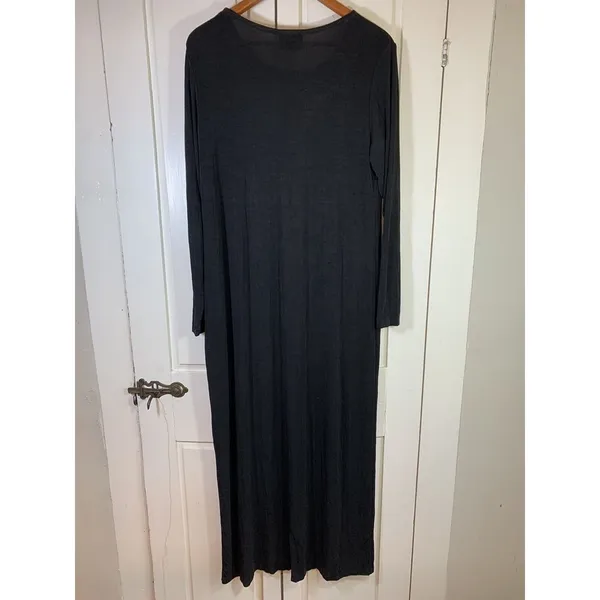 AHNI 2 Maxi Dress Women XL Black Slinky Knit Lagenlook Career Artsy Made‎ in USA - Image 4