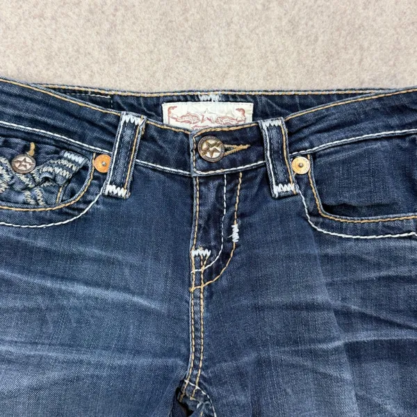 Big Star Jeans Womens 25 Nina Blue Y2K Western Thick Stitch Low Rise Straight - Image 7