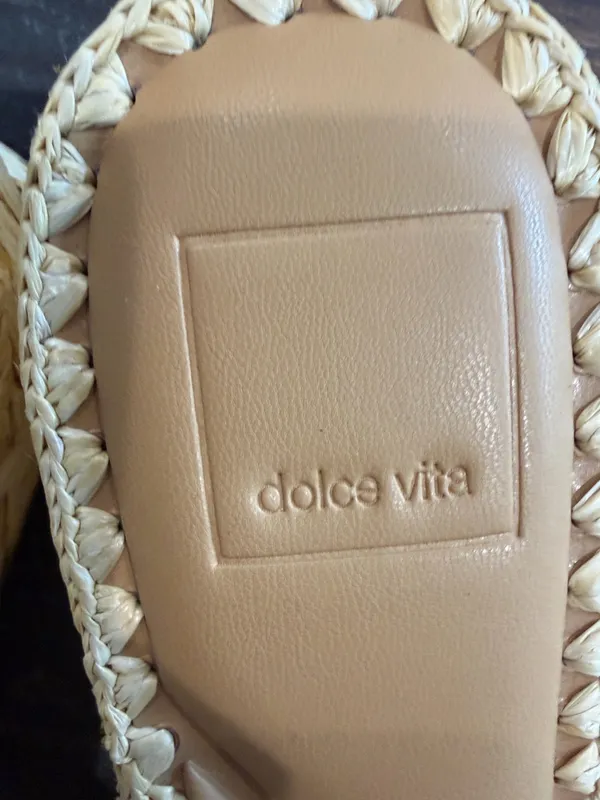 Dolce Vita caper pearl light nature raffia platform slide sandals - Image 2