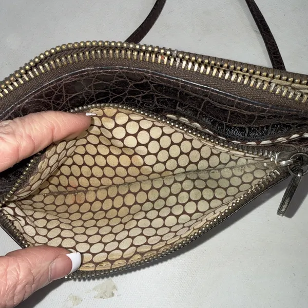 Vintage Y2K 90s Brighton Crocodile Leather Croc Wallet Organizer Crossbody Purse - Image 3