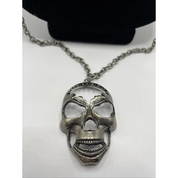 Skull Skeleton Head Rapper Necklace Punk Style Long READ - Image 2