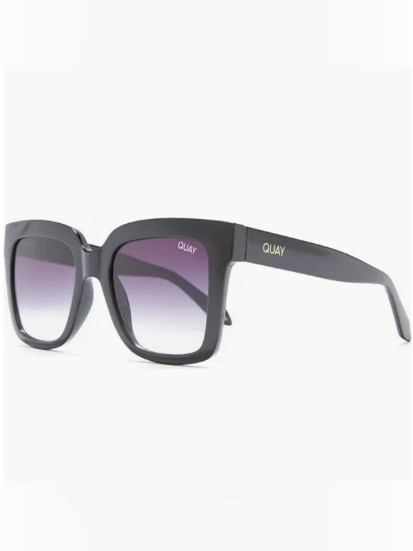 Quay Australia ICY 52mm Black Square Sunglasses purple Gradient Lenses NIB - Image 2