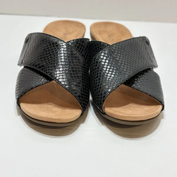 Vionic Women’s Leticia Black Leather Lizard Wedge Criss Cross Sandals Size 7 - Image 7