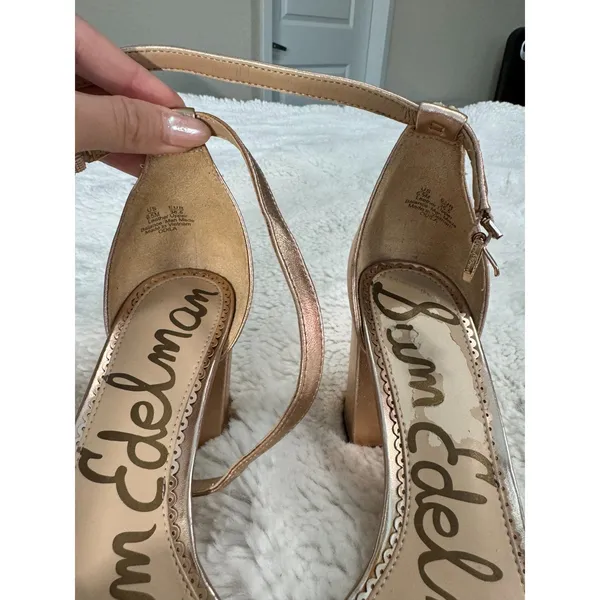 Sam Edelman Odila Rose Gold Scalloped Block Heel Sandals 6.5 Wedding - Image 5