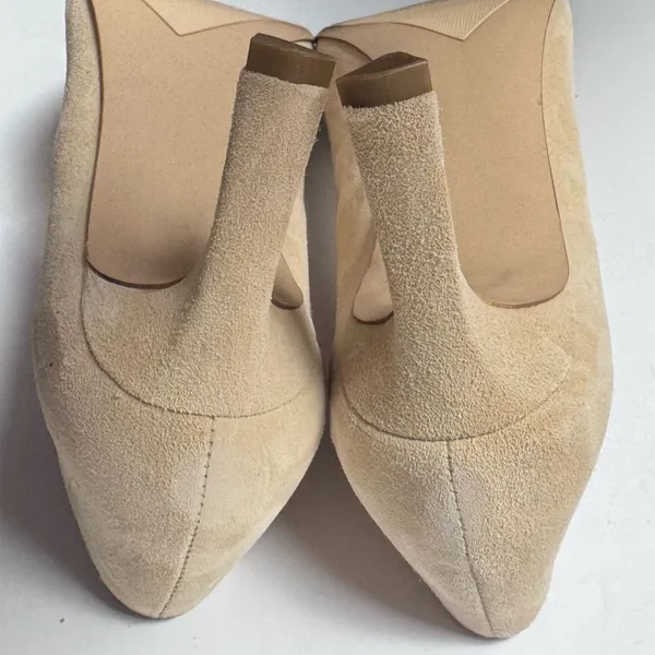 Franco Sarto Toya Suede Pumps Size 7.5, Chiffon Classic Beige Heels, Pointed Toe - Image 8