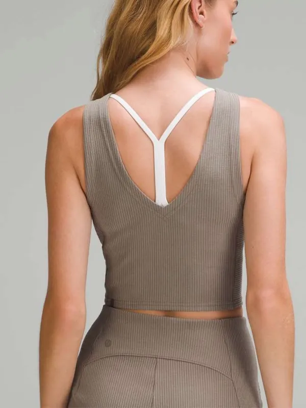 Lululemon Ribbed Softstreme Cropped Tank Top, Nomad - Image 2