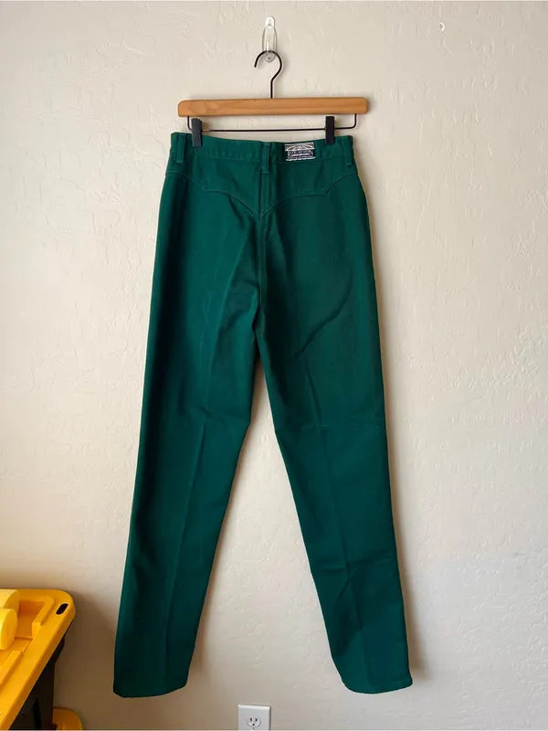 Rockies Vintage High Waisted Western Bare Back Denim Jeans Forest Green - Image 4
