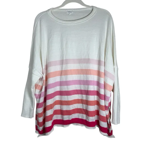 Mersea Catalina Traveler Sweater OS Setting Sun Stripes Oversize Lagenlook - Image 2