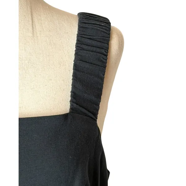 Pact Canopy Linen Blend Tank Dress Women Medium Black Smocked Maxi Lagenlook - Image 5