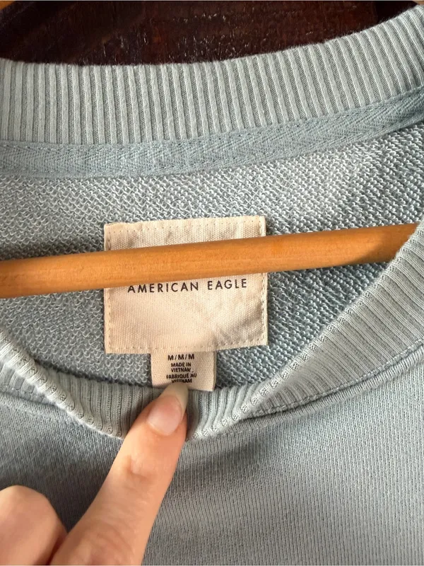 American Eagle Light Blue Tunic Sweatshirt Medium - Image 3