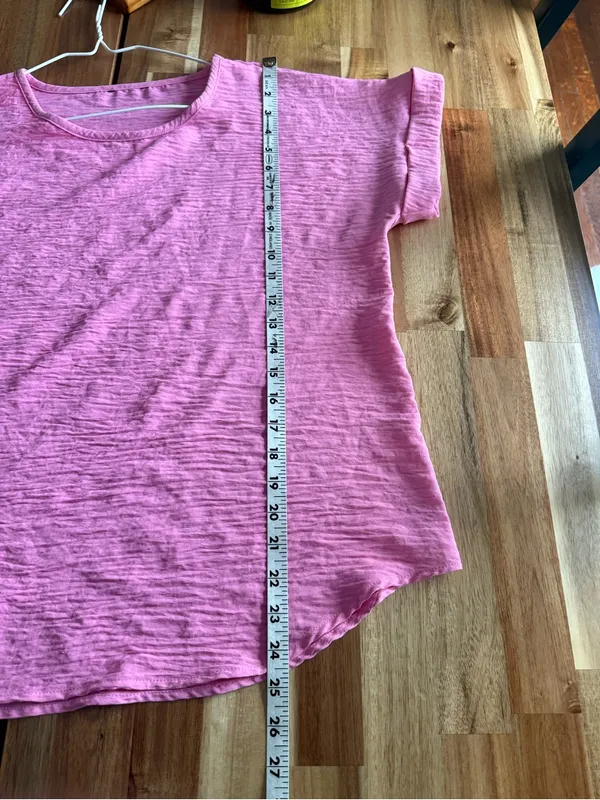 Pink Textured Dressy Top Going Out with Cuffed Short Sleeves - Image 5