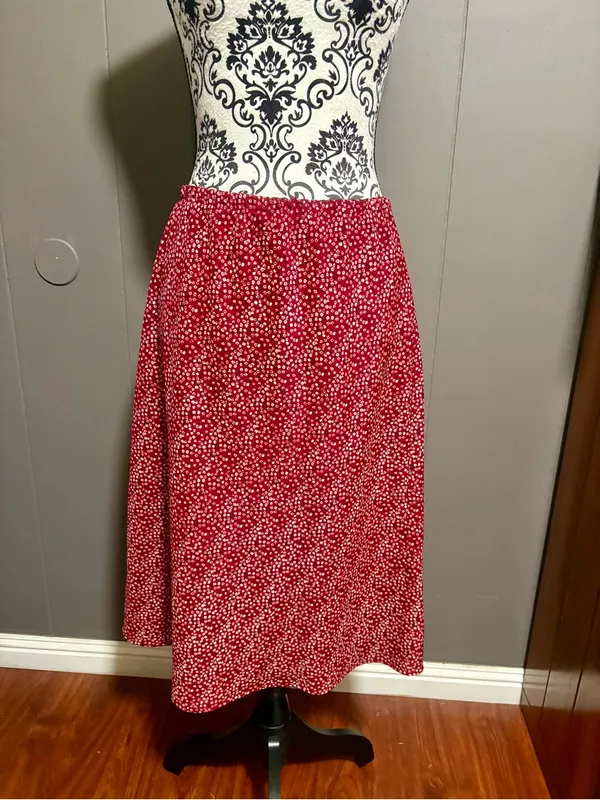 WINDSOR Vintage Red Floral Printed A-Line Skirt - Image 2