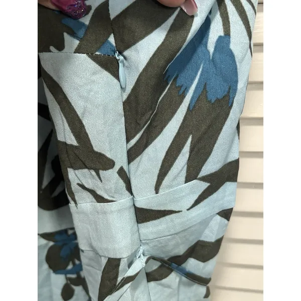 Motherhood Maternity NWT Blue/Blk Floral Sleeveless Blouse Size XL Tie Waist Side Zip - Image 4