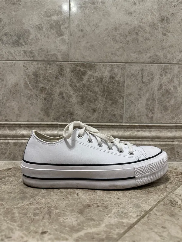 Converse Chuck Taylor All Star Leather Platform Sneaker White Size 7.5 - Image 9