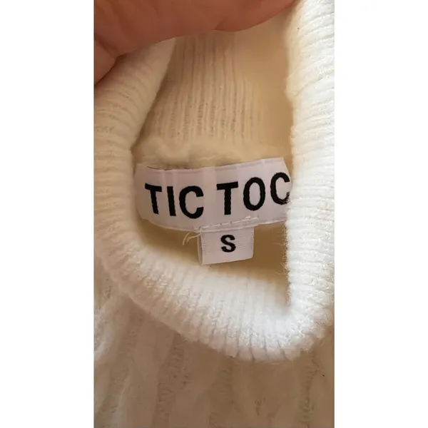 Tic Toc White Cable Knit Sweater Dress Size S Soft Minimalist Cozy - Image 2