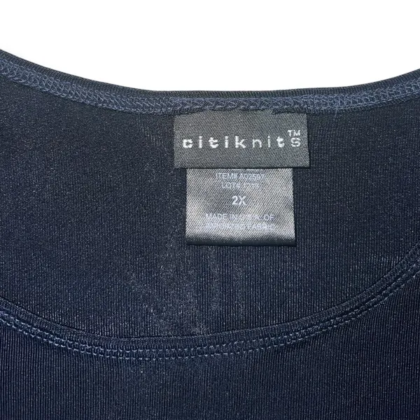Citiknits | Navy Blue Stretch Velour Tee | 2X - Image 2